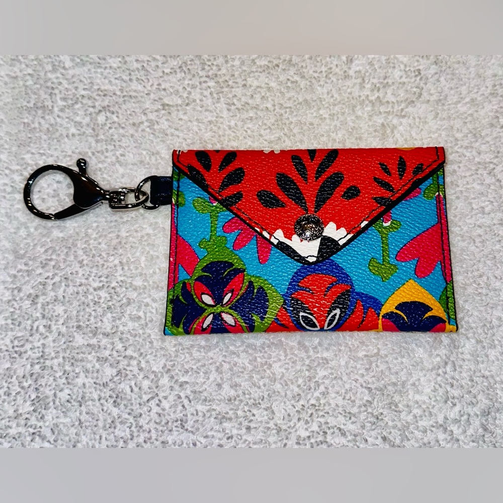 Colorful Floral Envelope Card Holder Keychain - Red Multi